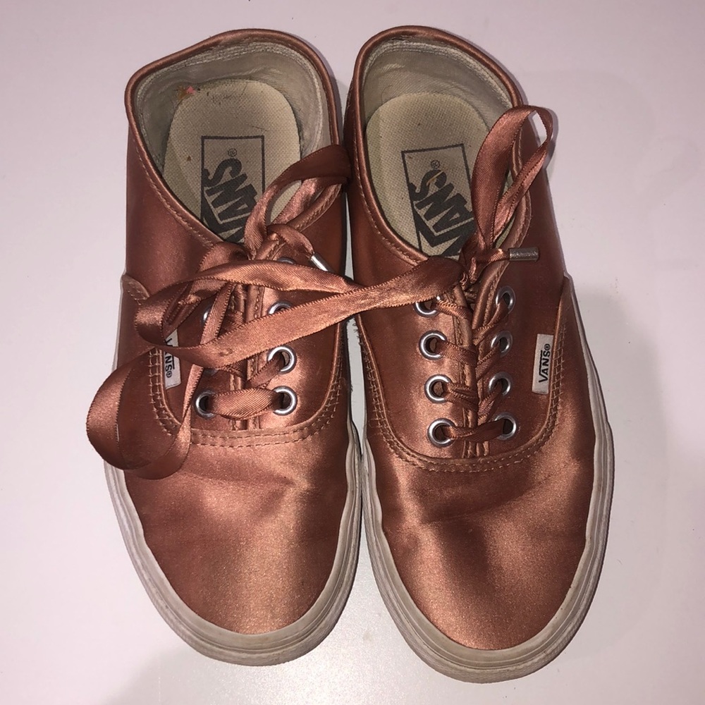 Shiny rose gold vans